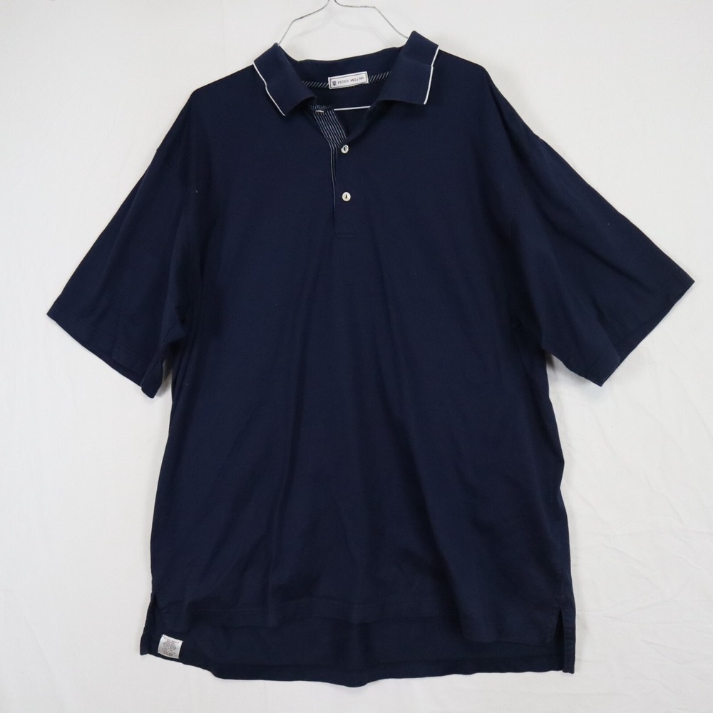 Peter‎ Millar Polo Shirt Mens XL Golf Casual Knit Cotton Navy Blue Short Sleeve